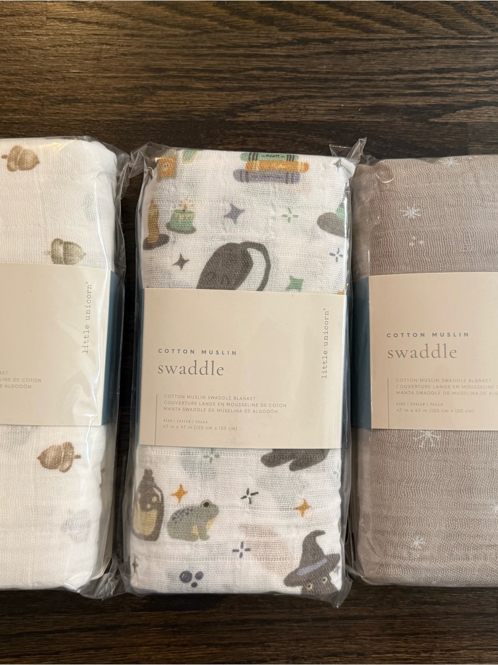 Little Unicorn Cotton Muslin Swaddle Blanket x 3